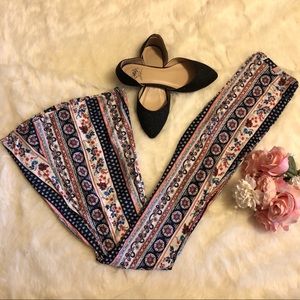 Striped bell bottom pants